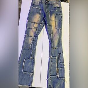 Men's Distressed Patchwork Jeans nova men jeans size 32